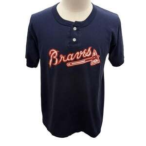 Vintage Russell Athletic Atlanta Braves Two-Button Henley T-Shirt